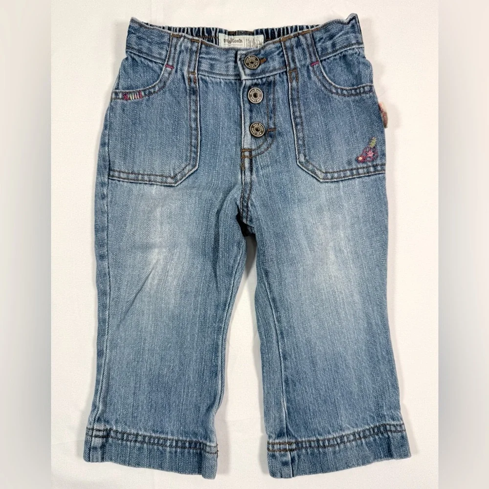 VINTAGE OSHKOSH BGOSH Toddler Girl Jeans Floral 18M Cottagecore 90s Y2K Classic